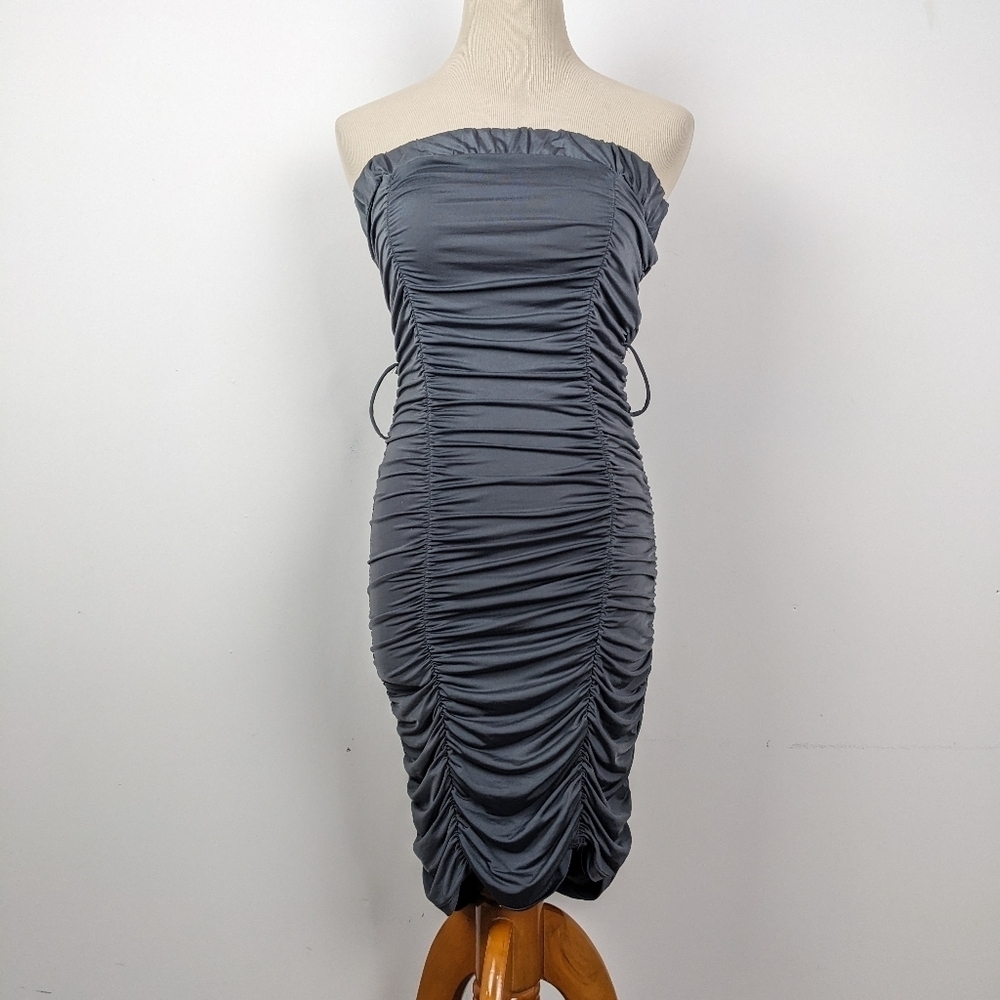 Sirens Gray Slinky Tube Dress Ruched Medium